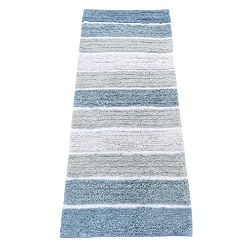 Chardin home Cordural Stripe Bath Rug Runner with Skid Resistant Latex Spray Underneath. Coastal Colors, 24" W x 60'' L - color: Coastal, size: 2' x 5' (Runner)