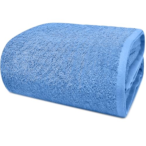 DAN RIVER Pack of 1 Jumbo Bath Sheet 40x80 Inches, Extra Large Bath Towel, Super Soft, Highly Absorbment & Quick Dry Cotton Towels - Medium Blue - color: Medium Blue