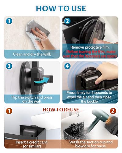 Onemake Suction Cup Shower Caddy, Shower Shelf, Bathroom Organizer, Black | No-drill Rustproof Aluminum Removable Caddy with Hooks, Wall Mounted Shower Organizer, Corner Shampoo Holder for Bathroom - style: 1 Tier-Black Square Caddy