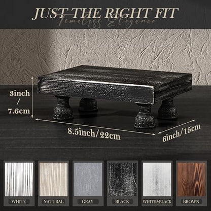 EOSAHR Wood Riser & Display Stand for Kitchen Counter, Black | Pine Wood, 8.5" Farmhouse Riser, Sponge Holder, Plant Display Stand, Bathroom Vanity Organizer, Kitchen Sink Accent - color: D-Pine Wood-BLack