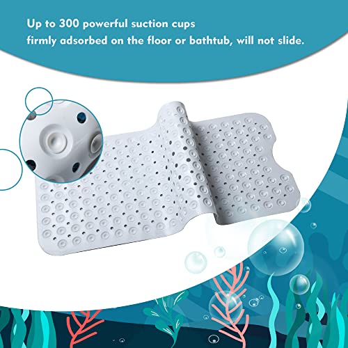 MOLFUJ Non Slip Bathtub Mat for Bathroom, 40 X 16 Inch Sea Turtle Bath Tub Mat with Antislip Suction Cups and Drain Holes, Blue Long Shower Mats for Baby Tub - color: Style 1