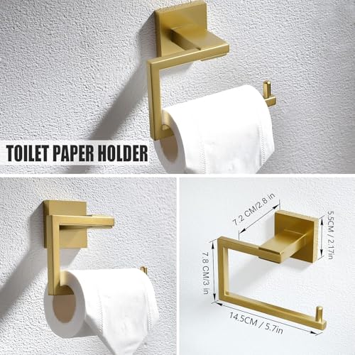YACVCL 5 Piece Bathroom Hardware Set Brushed Gold, SUS304 Stainless Steel 23.6 Inch Bathroom Towel Holder Set, Brushed Gold Bathroom Accessories, Wall Mounted Towel Holder Set - color: Brushed Gold