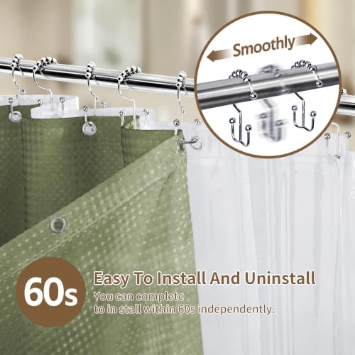 Siiluminisoy Shower Curtain and Liner Set, Waffle Shower Curtain Set with 12 Stainless Steel Hooks, Waterproof Luxury Fabric Shower Curtains for Bathroom and Hotel, Sage Green, 72" W x 72" H - color: Sage Green, size: 72"W x 72"L (Pack of 1)
