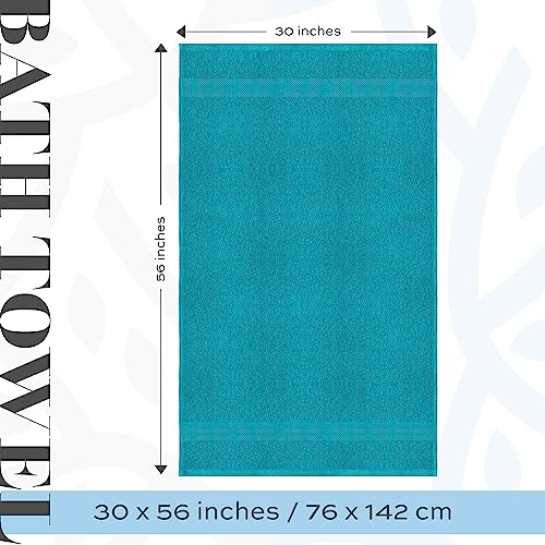 White Classic Luxury Bath Towels Large - Cotton Hotel spa Bathroom Towel |30x56 | 4 Pack | Aqua - color: Aqua