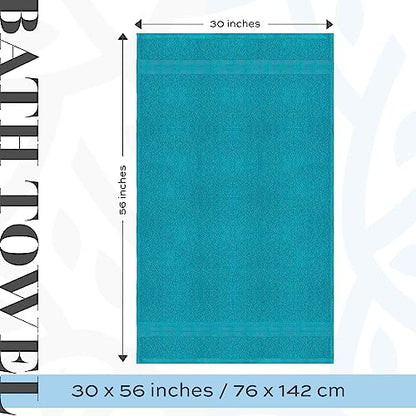 White Classic Luxury Bath Towels Large - Cotton Hotel spa Bathroom Towel |30x56 | 4 Pack | Aqua - color: Aqua