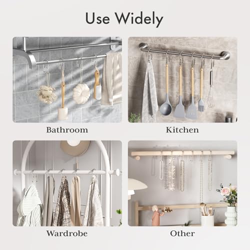 AmazerBath Shower Curtain Hooks, Metal Shower Curtain Rings Rust Proof, Double Sided Shower Curtain Hooks for Shower Curtain Liner Smooth Brushed Nickel Shower Hook Rings for Bathroom, Set of 12 - color: Nickel, style: Modern