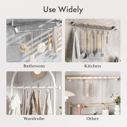 AmazerBath Shower Curtain Hooks, Metal Shower Curtain Rings Rust Proof, Double Sided Shower Curtain Hooks for Shower Curtain Liner Smooth Brushed Nickel Shower Hook Rings for Bathroom, Set of 12 - color: Nickel, style: Modern