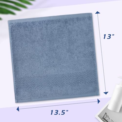 Cleanbear Cotton Washcloths Bath Wash Cloth Set 13” x 13”, 6-Pack 3 Colors | Large Bathroom Wash Cloths for Showering, Soft Enough and Absorbent Face Cloths