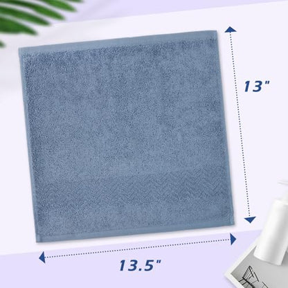 Cleanbear Cotton Washcloths Bath Wash Cloth Set 13” x 13”, 6-Pack 3 Colors | Large Bathroom Wash Cloths for Showering, Soft Enough and Absorbent Face Cloths