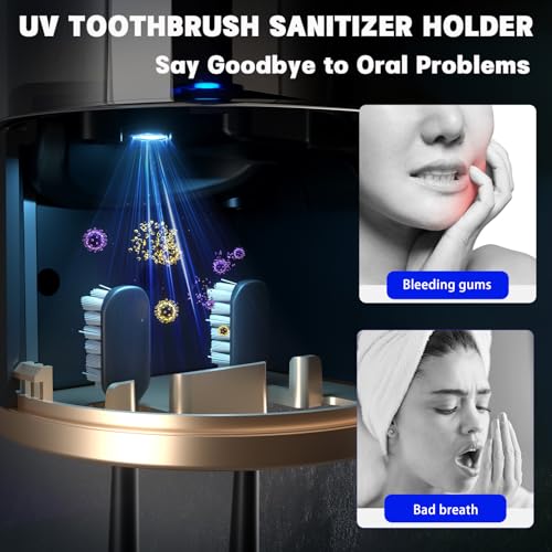 Electric Toothbrush Holders for Bathrooms, Dustproof Smart Toothbrush Holder Wall Mounted - 4 Brush/2 Cup, Auto Toothpaste Dispenser, Hot Air Drying & LCD Display,Toothbrush Cleaner (Gray) - color: Gray