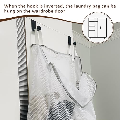 Hanging Washable Laundry Hamper | Over Door Mesh Laundry Bag with 2 Hooks, Tangle-Free Delicates Protector