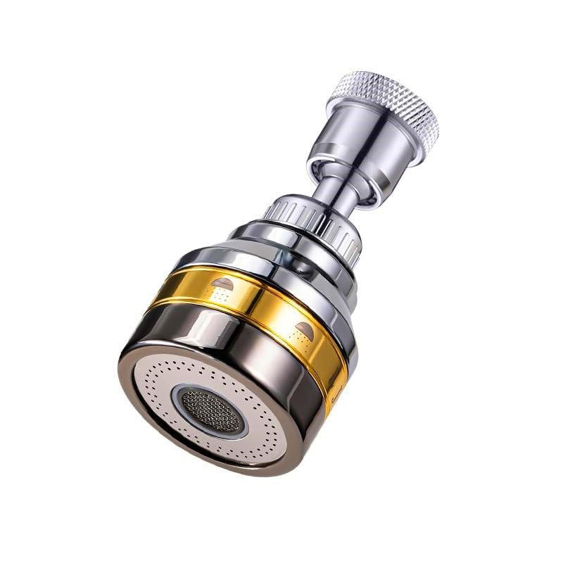 Kitchen Faucet Spray Head, Solid Brass and Stainless Steel, 360 Degree Rotatable Aerator – 3 Flow Mode Adjustable, High Pressure Booster, Anti-Splash, Water Saving Faucet Sink (Medium) - style: Medium