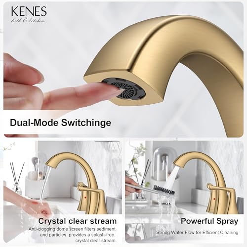 Champagne Bronze Bathroom Faucet 3 Hole, Widespread Bathroom Faucet | Bathroom Vanity Faucet with Pop Up Drain & Supply Lines, Lead-Free cUPC & NSF Certified, 8 Inch Faucet for Vanity RV Sink - color: Champagne Bronze