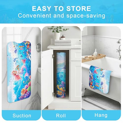 Upgrade Cartoon Baby Bath Mat Non Slip - 40"x16" Extra Long Bathtub Mat for Baby Eco Friendly Durable Bath Mat for Tub Non Slip Kids Tub Mat with Suction Cups, Machine Washable and No Fading, Mermaid - color: F-mermaid-3
