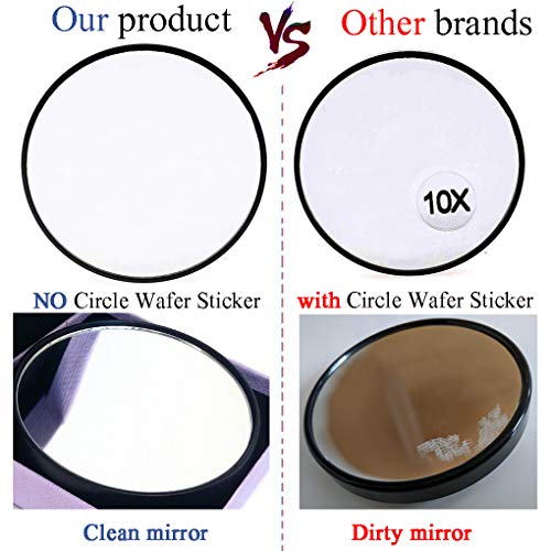 TTSAM 10X Magnifying Makeup Mirror, Round Mirror 2 Suction Cups Facial Makeup Cosmetic Absorption Shaving Home Makeup Travel Essential(Diameter 3.46 inches) - size: 3.5"L x 3.5"W