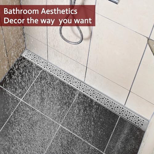 Linear Shower Drain, 48 inch Brushed Nickel | Including Hair Catcher and Removable Grate, 304 Stainless Steel, Easy to Install and Clean (Drain Base Not Included) - color: Brushed Nickel, size: 48 inch