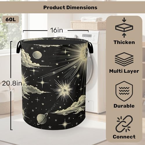 Gothic Sun Cloud Laundry Basket with Handles - Extra Large Foldable Hamper for Bathroom/Laundry/Bedroom/Dorm, Washable Fabric Storage Bin - color: Gothic Sun Cloud