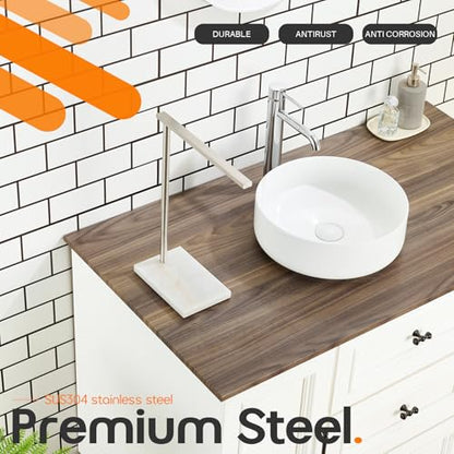 Standing Towel Rack Brushed Nickel 1-Tier Towel Bar for Bathroom Vanity Countertop with Heavy Marble Base Thicken Steady, Stainless Steel AN7002BR - color: Brushed Nickel, size: 1-Bar