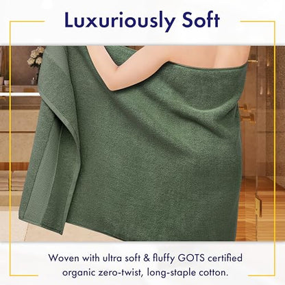 100% Organic Luxury Bath Sheets - GOTS Certified - Extra Large 35x70 Inches (Pack of 2) Zero-Twist, Long-Staple Cotton Bath Sheet Set (Hunter Green) - color: Hunter Green, size: 2pc Bath Sheets