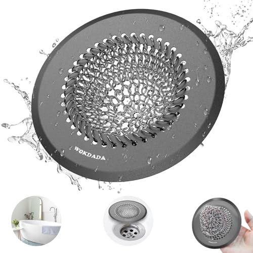 Shower Hair Drain Catcher, 4.4" Anti-Clog Bathtub Drain Cover, Dark Gray | Reversible Flip Clean, Fast Drainage, Anti-Slip Base, Rust-Proof, Fits Pop-Up & Regular Drains, 304 Stainless Steel, Patented - color: Dark Gray