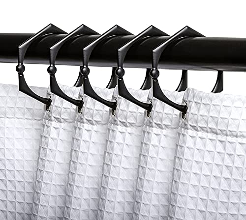 HK9BK Shower Curtain Rings for Bathroom Black - Set of 12 - color: Black