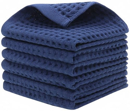 Mia'sDream Cotton Waffle Wash Cloths, 6 Pack, 13" x 13", Navy Blue | Soft Washcloths,Thin Wash Cloths For Showering Face, Quick Drying Face Cloths, Small Hand Towels for Bathroom & Kitchen - color: Navy Blue (Washcloth: 13" X 13")