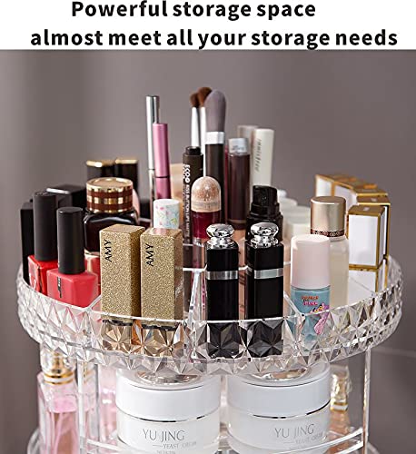 Cq acrylic Rotating Makeup Organizer,Adjustable Spinning Skincare Organizer for Vanity,Countertop,Clear Rotating Perfume Organizer,Bathroom Lazy Susan Organizers,Spin Beauty Product Storage Rack,1Pack - size: 4 Tier With Pattern