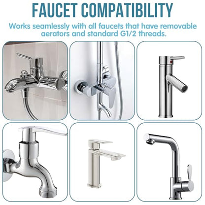 3Pcs Brass Faucet to Hose Adapter with Aerator, Sink Hose Adapter Set with Washers & Tape – Fits G1/2" Female, 55/64" Female, and 15/16" Male, Connects to 3/4" GHT Garden Hose - color: Silver