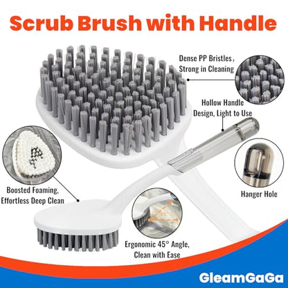 3 Pack Shower Brush for Cleaning, Heavy-Duty Scrub Brush Set for Bathroom | 3 Specialized Brushes, Stiff Bristles, Curved Brush, V-Shaped Grout Brush, Bathroom Deep Cleaning