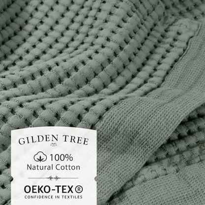GILDEN TREE Waffle Towel Set Quick Dry Thin | 2 Bath Towels | 2 Hand Towels | 2 Washcloths, Modern Style (Sage Grey) - color: Sage Grey, size: Bath Towel Set