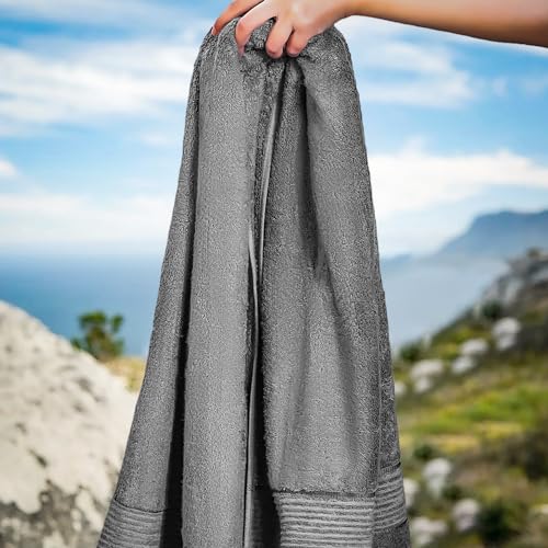 Ultra Soft Luxury Bamboo Viscose Cotton Bath Towel Set 8 Piece Towels 600 GSM 2 Bath Towels 2 Hand Towels and 4 Washcloths (Dark Grey, 8) - color: Dark Grey