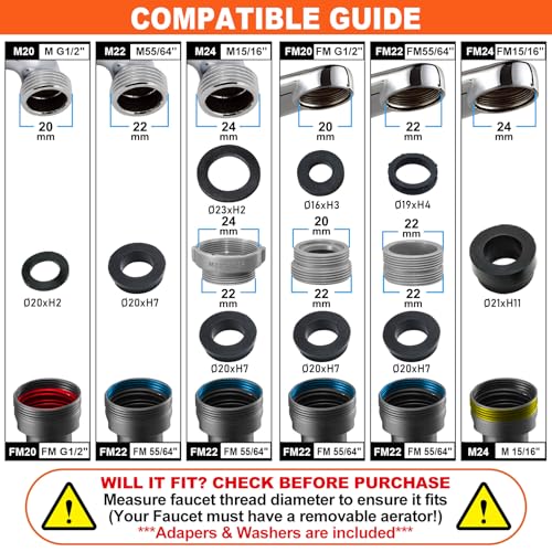 Spurtar 1440° Swivel Bathroom Faucet Extender | Fits G1/2" 55/64" 15/16" Threads | NOT fit for Delta, Moen, Kohler | 2-Spray Mode Faucet Aerator | Black (HHW0001BK) - color: 1PCS Black