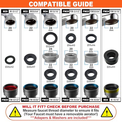 Spurtar 1440° Swivel Bathroom Faucet Extender | Fits G1/2" 55/64" 15/16" Threads | NOT fit for Delta, Moen, Kohler | 2-Spray Mode Faucet Aerator | Black (HHW0001BK) - color: 1PCS Black