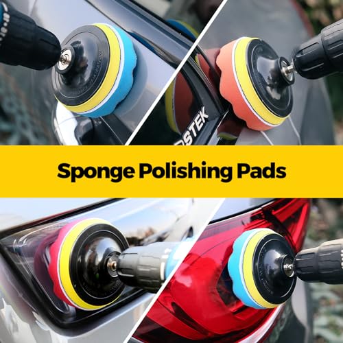 Holikme 30Piece Drill Brush Attachment Set - Power Scrubber Cleaning Kit | Buffing Sponges, Nylon Grout Tools, Tile Bathtub Shower Floors Kitchen Car Interior Detailing, Cleaning Supplies - color: Yellow