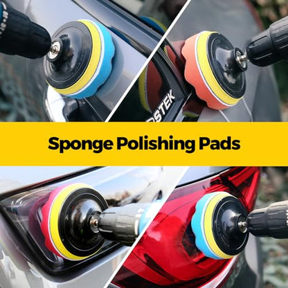 Holikme 30Piece Drill Brush Attachment Set - Power Scrubber Cleaning Kit | Buffing Sponges, Nylon Grout Tools, Tile Bathtub Shower Floors Kitchen Car Interior Detailing, Cleaning Supplies - color: Yellow