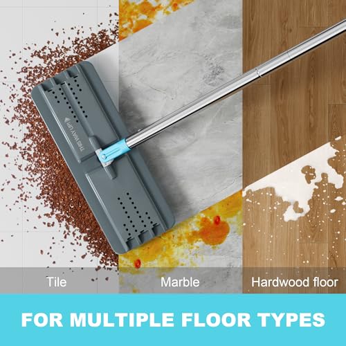 JOYMOOP Flat Mop, Microfiber Floor Cleaner with 60" Long Handle and Flexible 13" Head, Grey & Cyan Blue - color: Grey & Cyan Blue, size: 60" Mop with 13" Mop-head