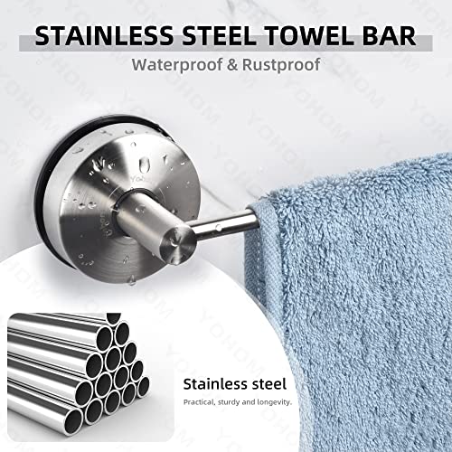 YOHOM Suction Cup Towel Bar for Shower 17 Inch Stainless Steel Bathroom Towel Rack Suction Washcloth Holder Vacuum Hand Towel Bar for Glass Shower Door Removable Towel - color: 17inch-silver