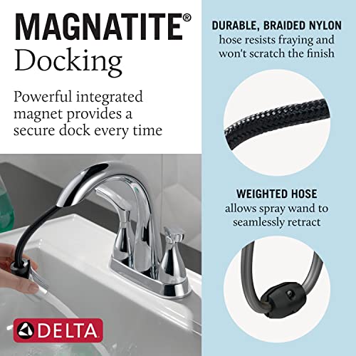 Delta Broadmoor Centerset Chrome Bathroom Faucet with Sprayer, 4 Inch 3 Hole Bathroom Sink Faucet with Pull Out Sprayer, Push-Pop Drain, Chrome 25765LF-PD - color: Chrome