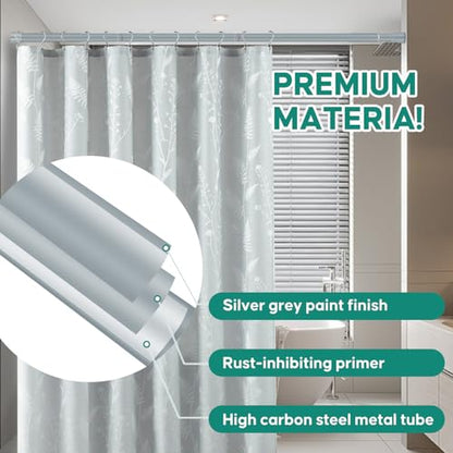 Shower Curtain Rod, No Drill Spring Tension Curtain Rods for Windows, Bathroom, Closet, Non-Slip, Anti-Rust, 0.63" Diameter - color: Silver grey, size: 28"-77" 1pcs