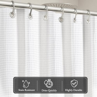 LANE LINEN Classic Hotel Shower Curtain for Bathroom - 72W x 72H - Luxury Waffle Weave - Heavyweight Fabric that Hangs Well, Water Repellent & Quick Dry - Header with Stainless Steel Grommets - White - color: 04: Waffle - White, size: 72"W x 72"L (Pack of