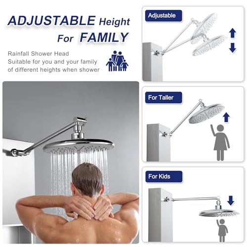 ROVATE Shower Panel Tower System with Shelf & 6 Body Jets, Brushed Finish | Stainless Steel Shower Column with Height Adjustable Shower Arm, Self-Cleaning Rainfall Showerhead & Handheld - color: Brushed Finish