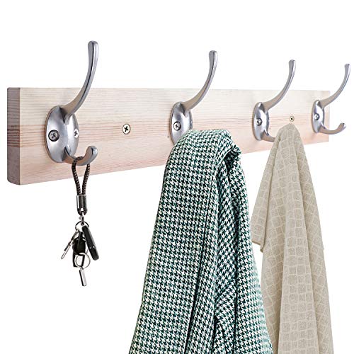 IBosins 12 Pack Silvery Double Coat Hooks Wall Mounted with 24 Screws | Retro Double Hooks Utility Hooks for Coat, Scarf, Bag, Towel, Key, Cap, Cup, Hat - color: Silver
