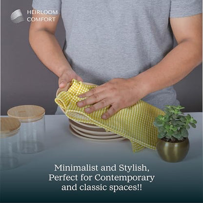 5 Pack Dual Waffle Weave Kitchen Towels, 16x26 Inch, 100% Cotton, Super Absorbent, Quick Dry, Reversible Dishcloth Set, Soft and Durable, Lemon Yellow - color: Lemon Yellow, size: 16 x 26 - Pack of 5