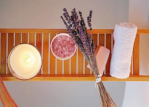 RoyalHouse Bamboo Bath Caddy Tray for Bathtub, with Book and Wine Glass Holder, Attractive Design, Suitable for Luxury Spa or Reading, Ideal Gift for Family & Friends (Pack of 2) - size: Pack of 2