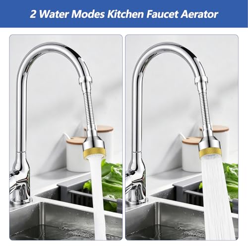 Faucet Sink Aerator/Extender/Sprayer/nozzle,Faucet Attachment Replacement for Bathroom&Kitchen, Anti-slip Swivel Aerator with 55/64" Threaded Adapter (Long-length silver) - color: Long-length silver