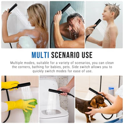 G-Promise All Metal Round 3 Function Handheld Shower Head(Matte Black) | All Metal Construction, 3 Function Modes with Massage, Modern Look, Push Switch, Easy Installation - color: Matte Black, style: Round