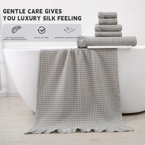 Luxury 100% Cotton Towel Set – 8 Piece Bathroom Towel Set (2 Bath Towels, 2 Hand Towels, 4 Washcloths) – Soft & Absorbent Towels for Bathroom (Camel) - color: Camel