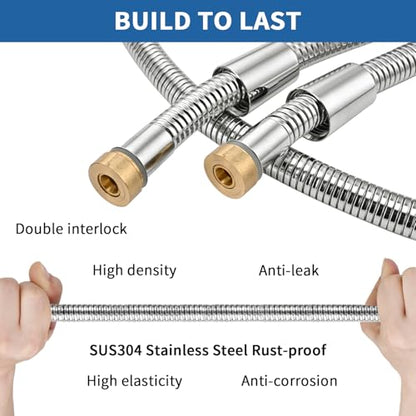 GRICH Shower Hose Extra Long: 71 Inch Metal Cord High-Density Anti-Leak Stainless Steel Shower Head Hose Replacement, Ultra-Flexible & Durable Bathroom Pipe with Solid Brass Insert & Nut, Chrome - color: Chrome