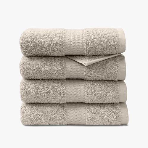 1888 Mills 4 Pack Premium Hand Towel Set, True Classics Premium Cotton Blend, Super Soft and Highly Absorbent Hand Towels for Bathroom, Hotels, Spa and Gym, Taupe - color: Taupe, size: Hand Towel (Pack of 4)