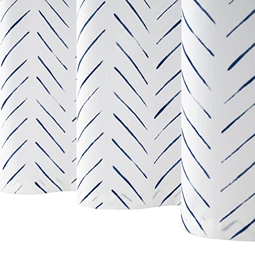 jinchan Blue and White Shower Curtain Inky Herringbone Chevron Zig Zag Waterproof Fabric Modern Farmhouse Shower Curtains for Bathroom with 12 Hooks 70x72 Inches - color: Inky Blue, size: 70"W x 72"L (Pack of 1)